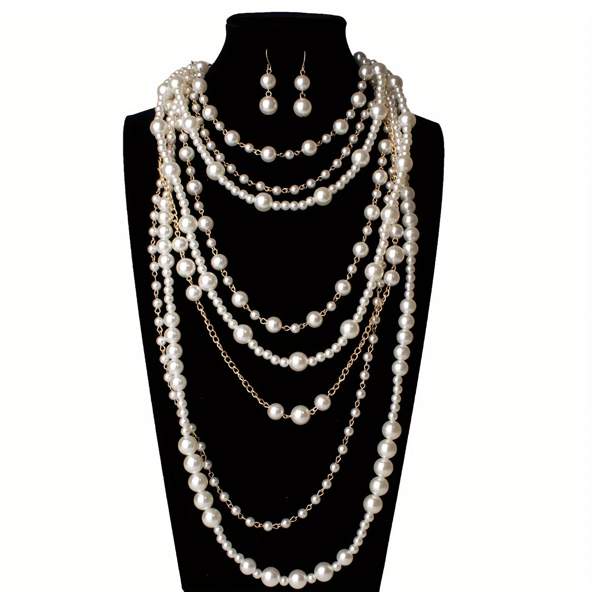 Elegant Layered Pearl Statement Set
