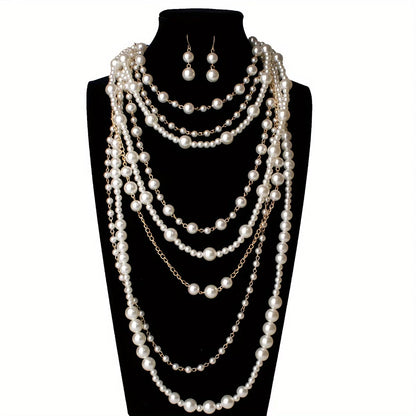 Elegant Layered Pearl Statement Set