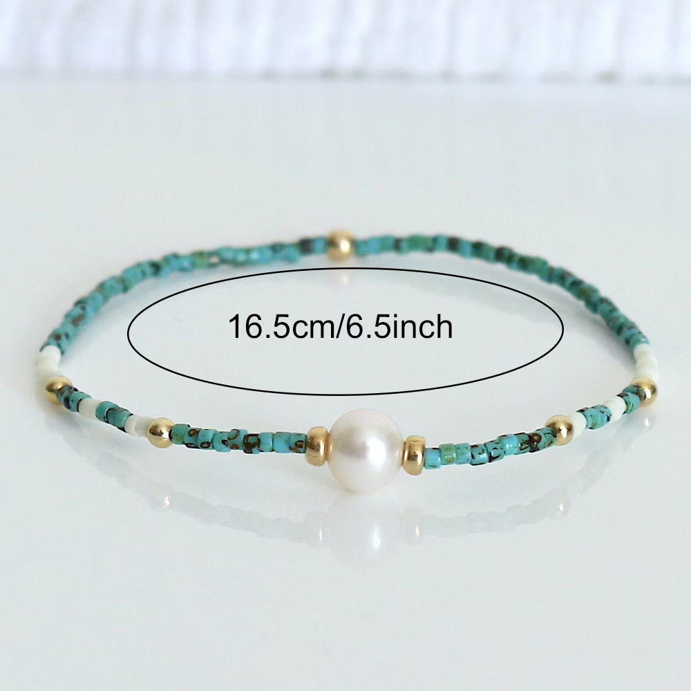 Elegant Turquoise Pearl Bracelet
