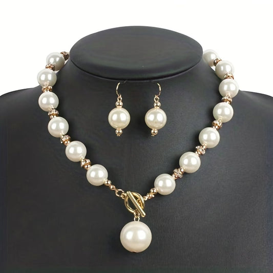Elegant Chunky Pearl Necklace Set