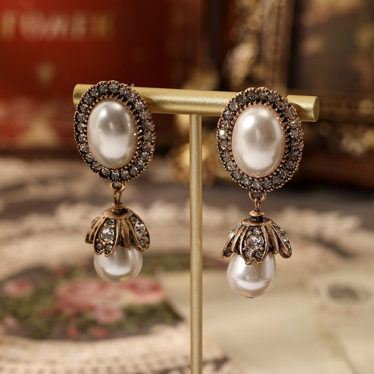 Elegant Vintage-Inspired Pearl Drop Earrings