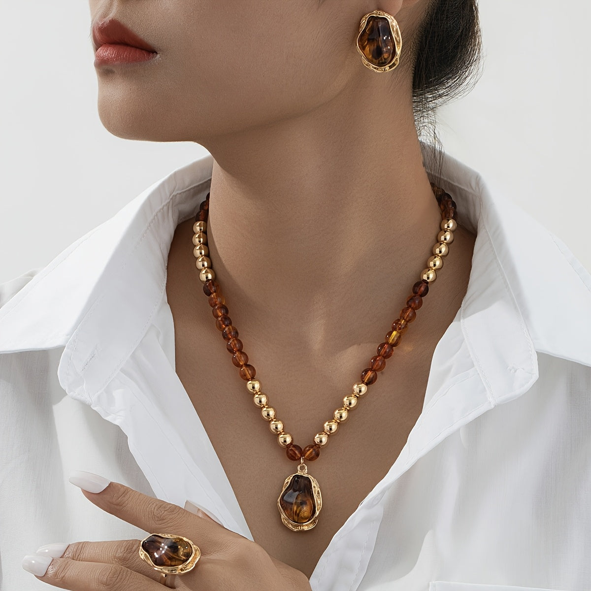 Sophisticated Golden Baroque Pearl Set