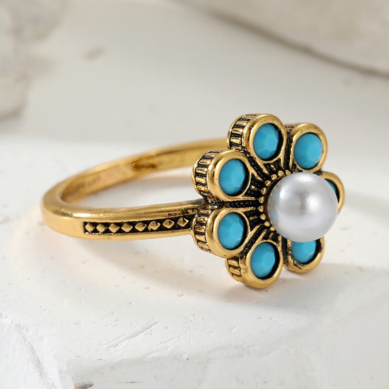 Elegant Turquoise Pearl Ring