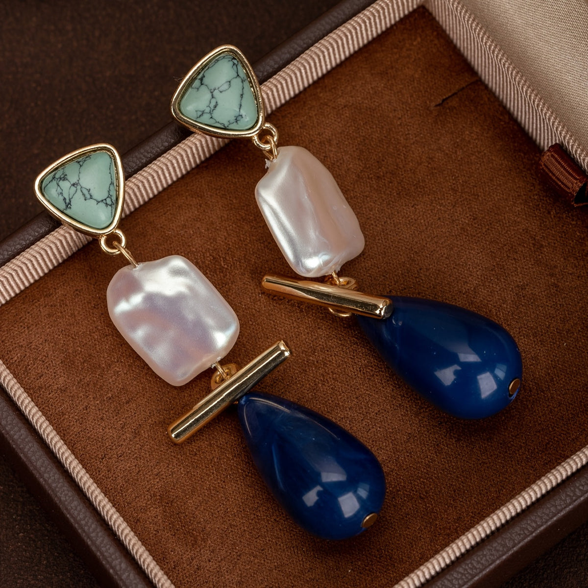 Sophisticated Turquoise Pearl Drop Earrings