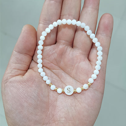 Elegant Initial Pearl Bracelet