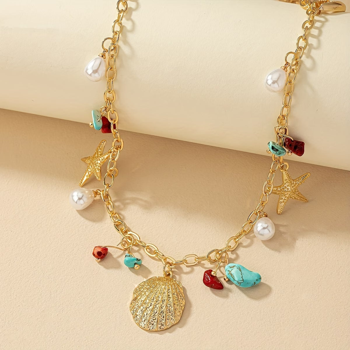 Elegant Pearl and Turquoise Shell Bracelet
