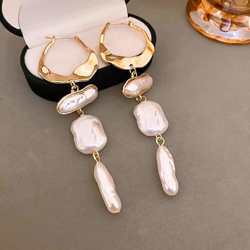 Elegant Baroque Pearl Drop Earrings