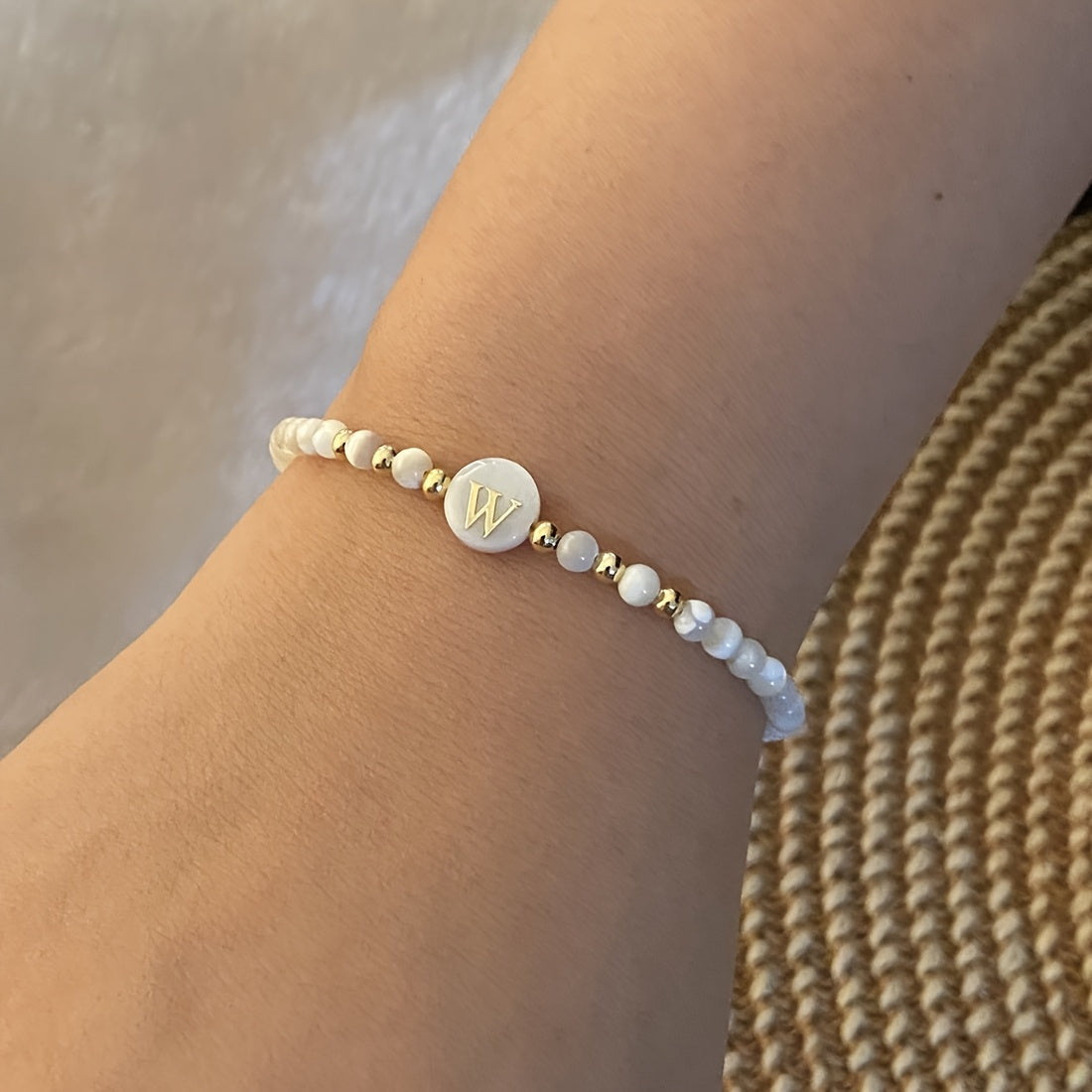 Elegant Initial Pearl Bracelet