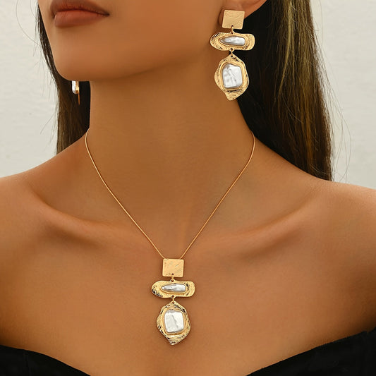 Elegant Irregular Pearl Gold Set