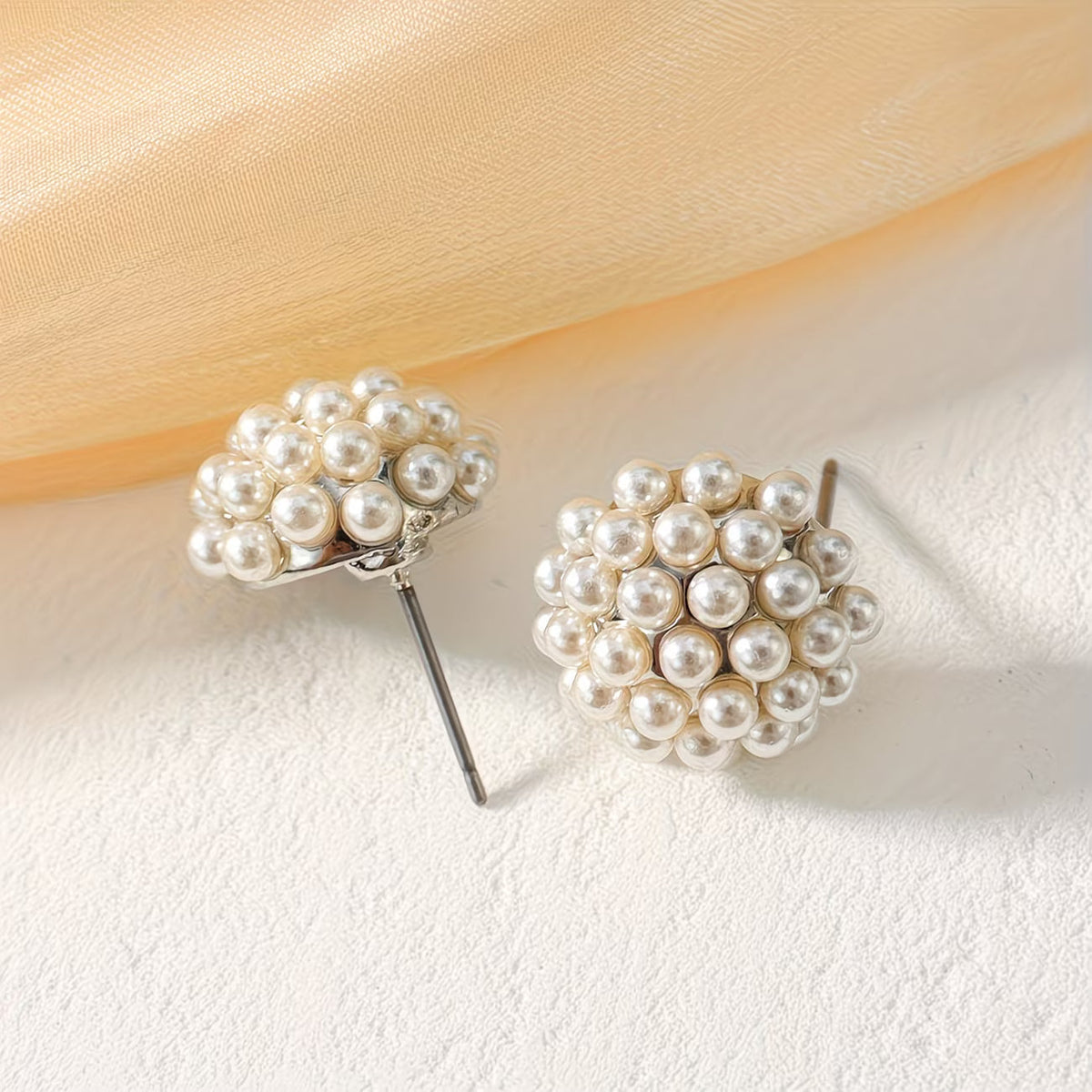 Elegant Pearl Dome Stud Earrings