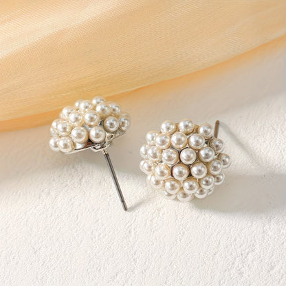 Elegant Pearl Dome Stud Earrings