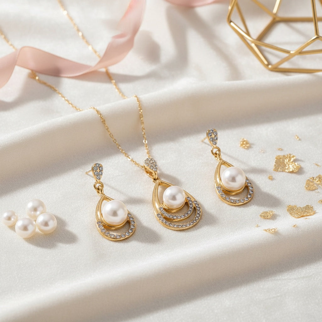 Elegant Pearl Drop Jewelry Set
