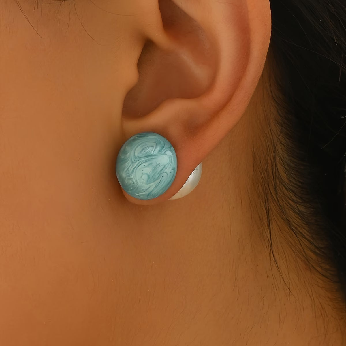 Elegant Pearl Turquoise Stud Earrings