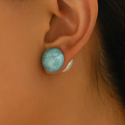 Elegant Pearl Turquoise Stud Earrings
