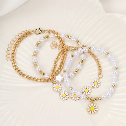 Elegant Pearl Layered Bracelet Set
