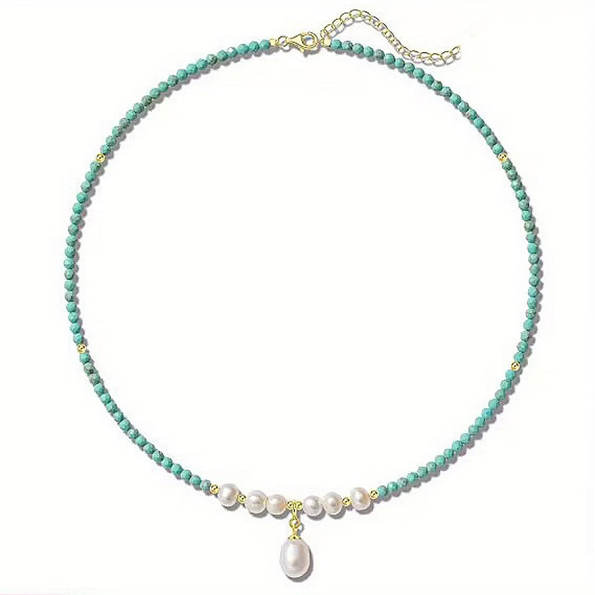 Elegant Turquoise and Pearl Necklace