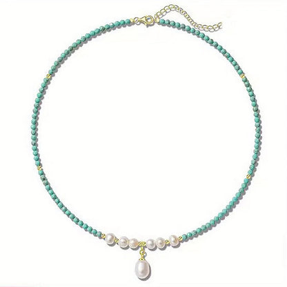 Elegant Turquoise and Pearl Necklace