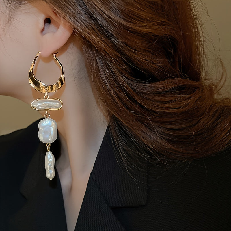 Elegant Baroque Pearl Drop Earrings