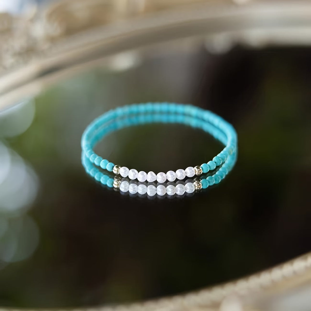 Elegant Turquoise Pearl Bracelet