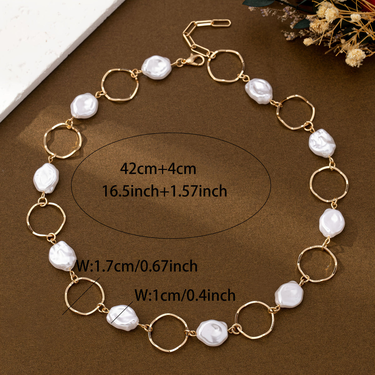 Elegant Baroque Pearl Link Necklace