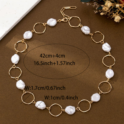 Elegant Baroque Pearl Link Necklace