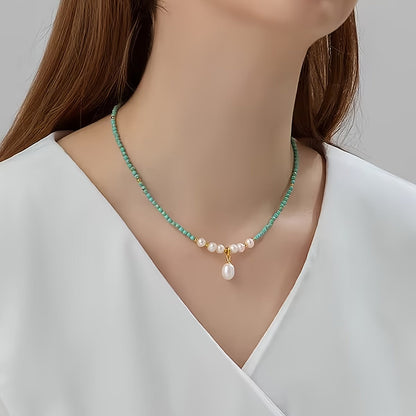 Elegant Turquoise and Pearl Necklace