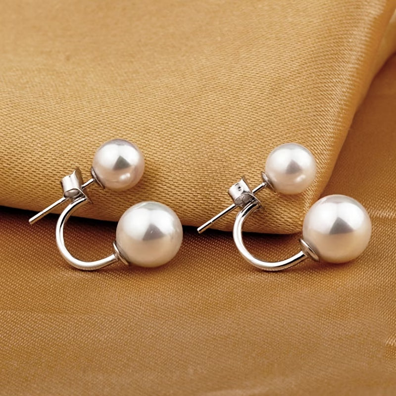 Elegant Double Pearl Statement Earrings