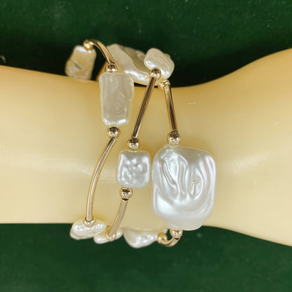 Elegant Baroque Pearl Bangle Set