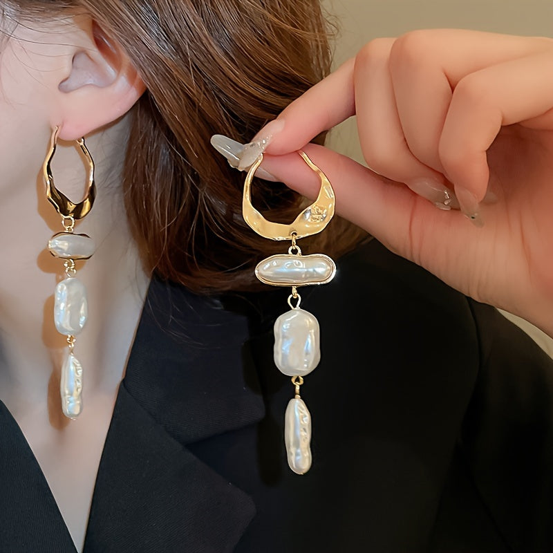 Elegant Baroque Pearl Drop Earrings