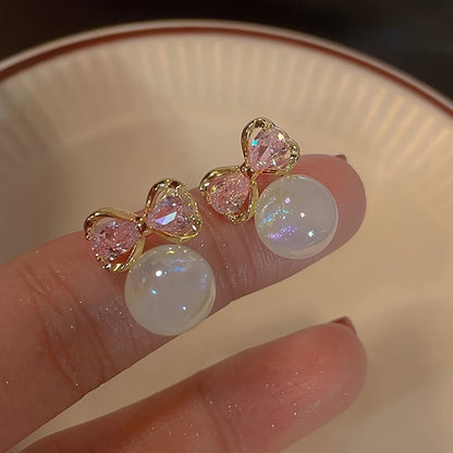 Elegant Rosé Sapphire Pearl Earrings