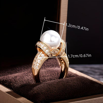 Elegant Triple Pearl Gold Ring