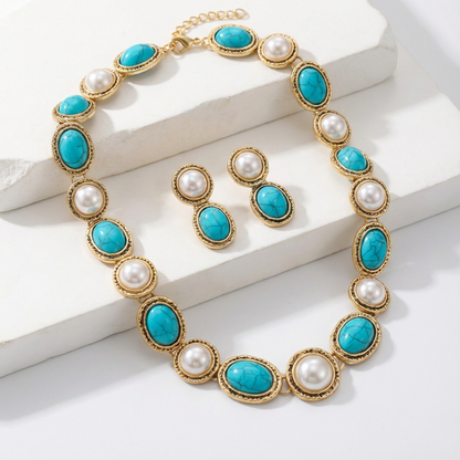 Elegant Pearl and Turquoise Set