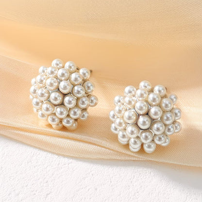 Elegant Pearl Dome Stud Earrings