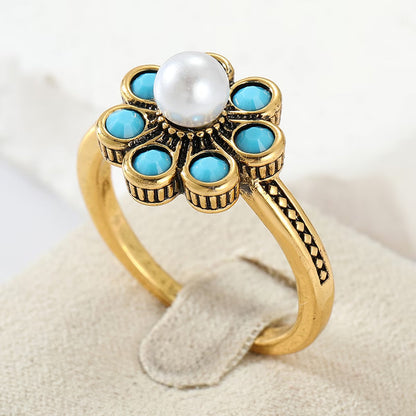 Elegant Turquoise Pearl Ring