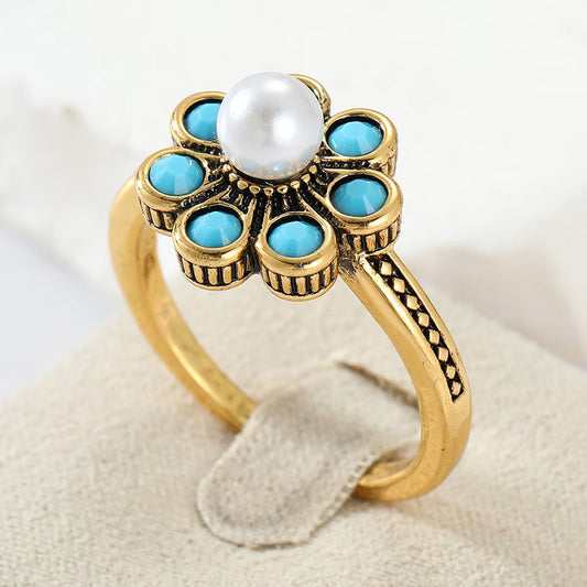 Elegant Turquoise Pearl Ring