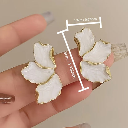 Elegant Pearl Flower Petal Earrings