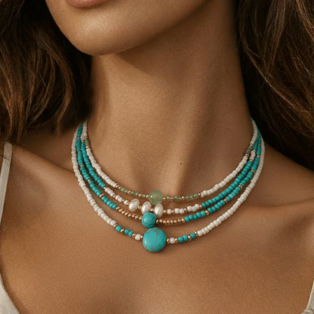 Sophisticated Pearl and Turquoise Bracelet Set