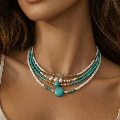 Sophisticated Pearl and Turquoise Bracelet Set