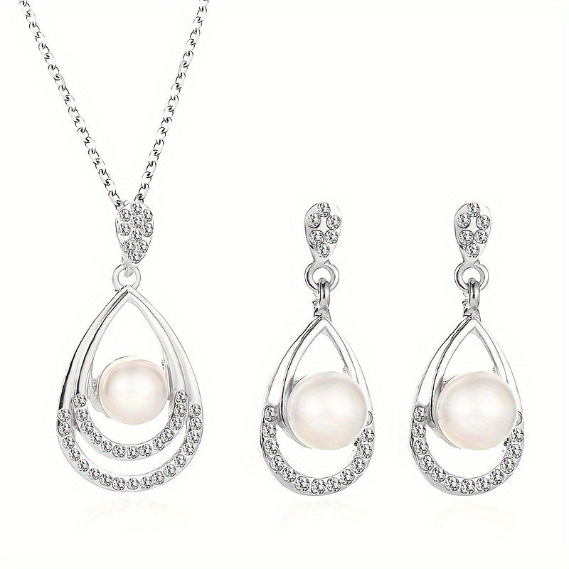 Elegant Pearl Drop Jewelry Set