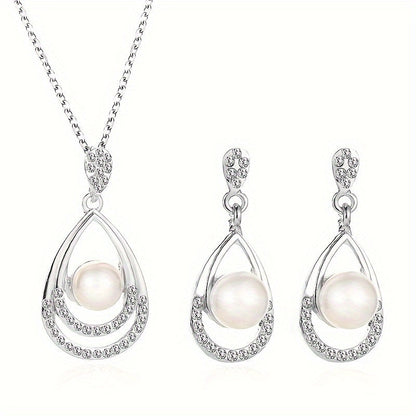 Elegant Pearl Drop Jewelry Set