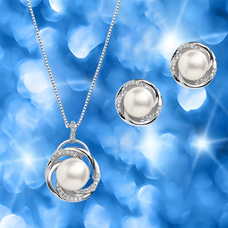 Elegant Pearl Swirl Jewelry Set