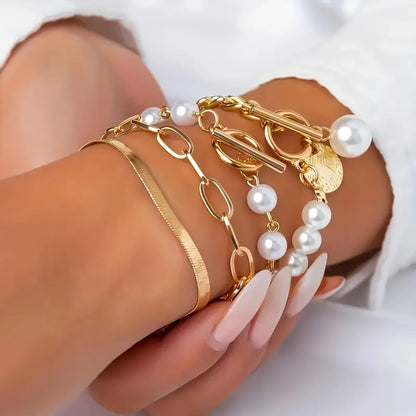 Sophisticated Layered Pearl Bracelet Set
