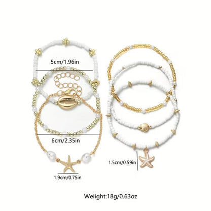 Elegant Gold & Pearl Bracelet Set