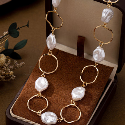 Elegant Baroque Pearl Link Necklace