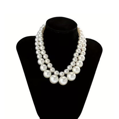 Elegant Double Statement Pearl Necklace