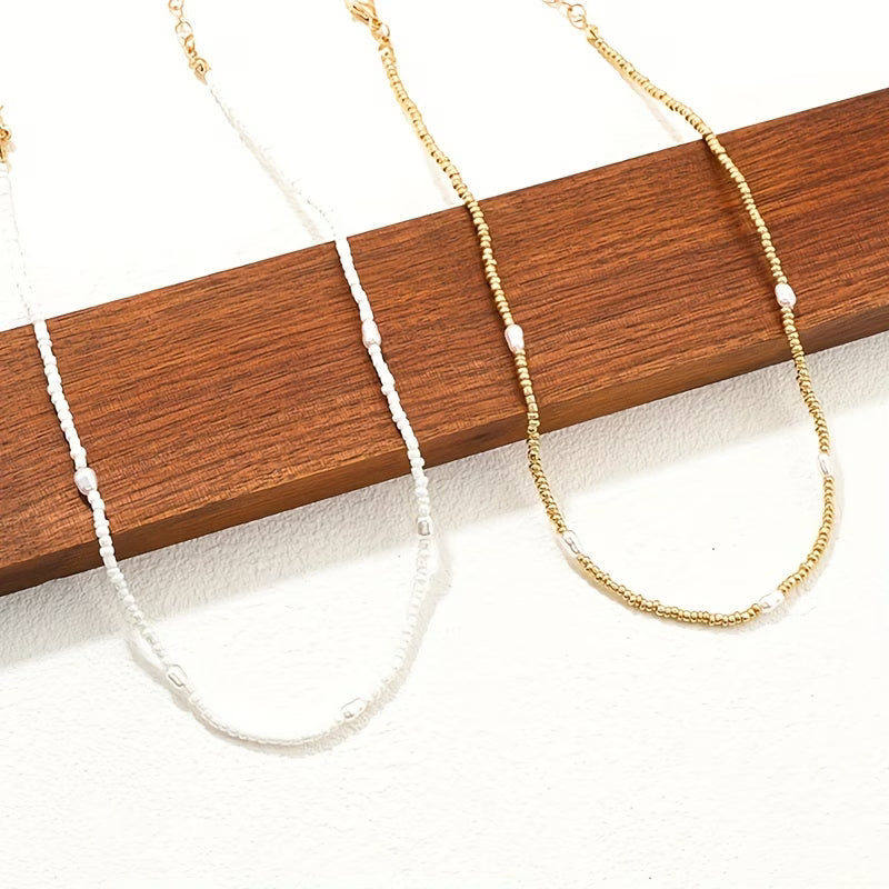 Elegant Layered Gold & Pearl Necklace