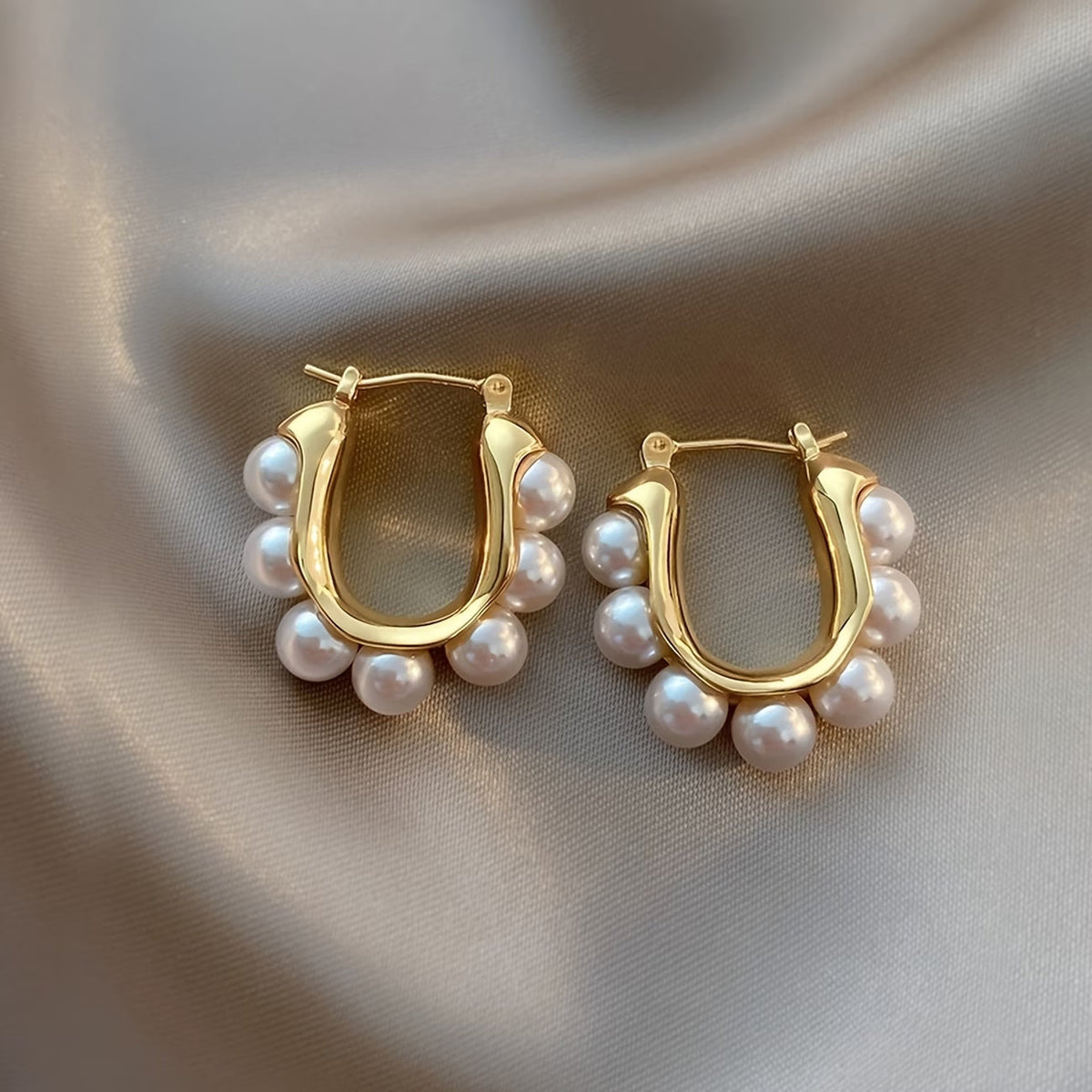 Sophisticated Clustered Pearl Hoop Earrings