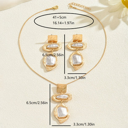 Elegant Irregular Pearl Gold Set