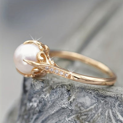 Elegant Pearl & Crystal Statement Ring