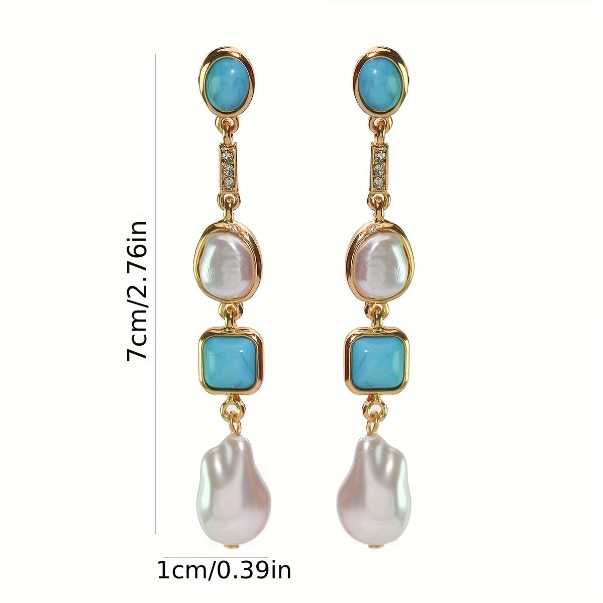 Elegant Turquoise Pearl Drop Earrings